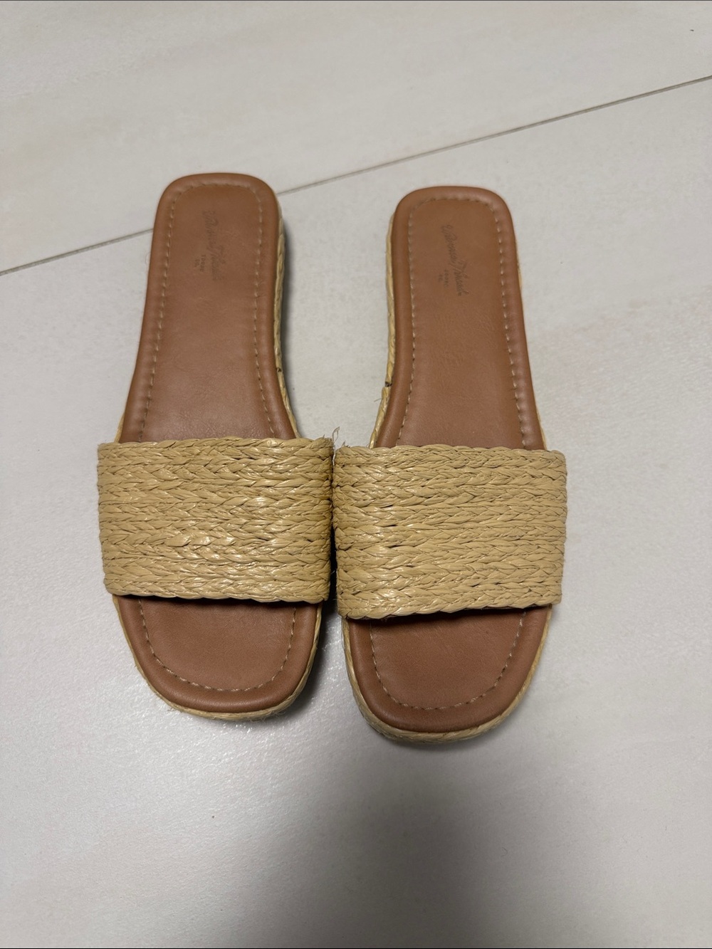 Threshold Woven Slide Sandals in Natural Tan